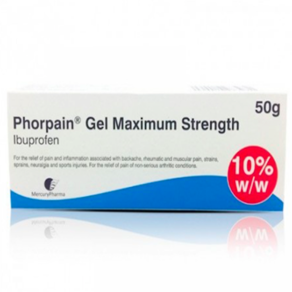 Phorpain Ibuprofen 10 Gel Maximum strength 50g Caplet Pharmacy