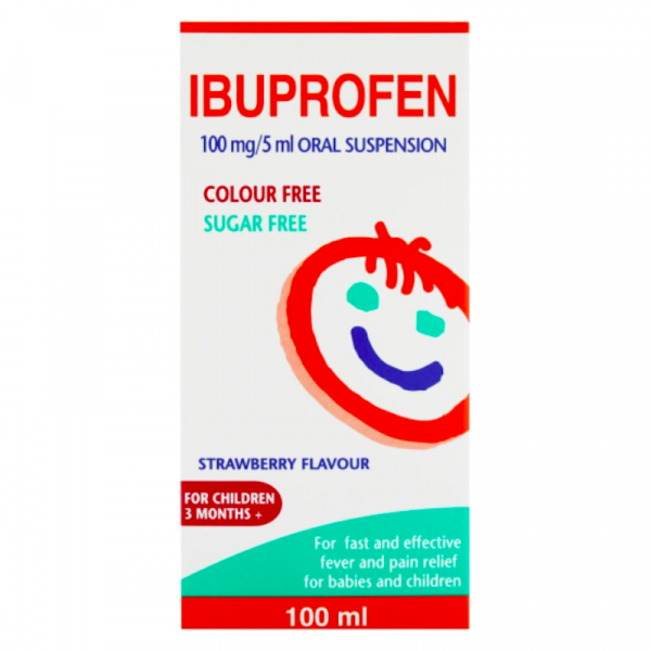 Ibuprofen 100mg/5ml Oral Suspension 100ml Caplet Pharmacy