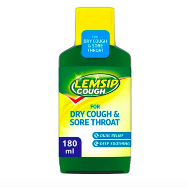 Lemsip Cough for Dry Cough & Sore Throat 180ml Caplet Pharmacy