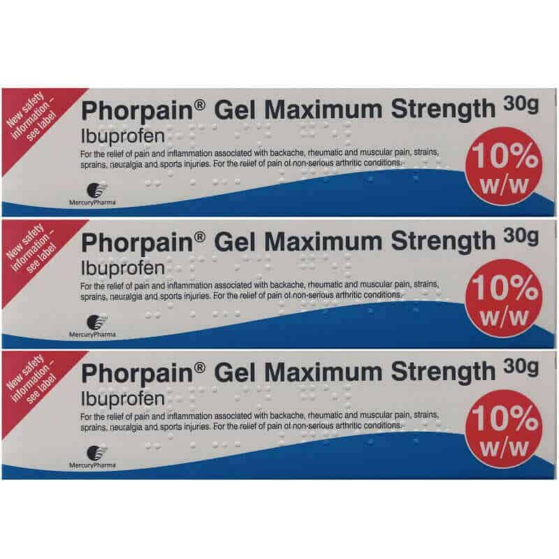 3 X Ibuprofen 10% Gel Maximum strength- 30g